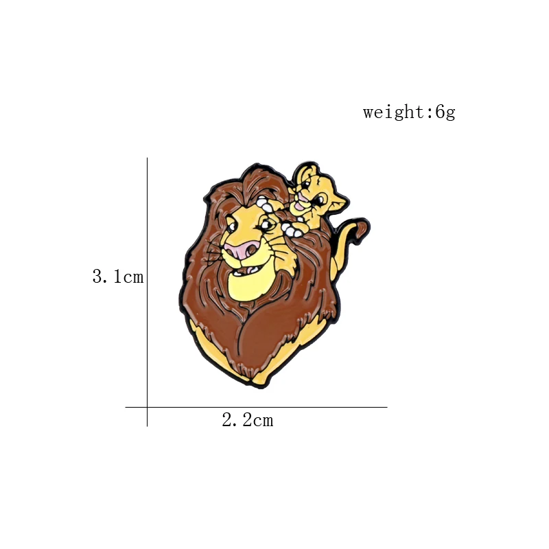 Эмалированные заколки King of the Jungle Lion и броши в виде Аниме животных для женщин