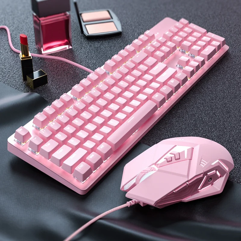 Набор розовых механических клавиш и дисковых мышей милые спортивные игры для