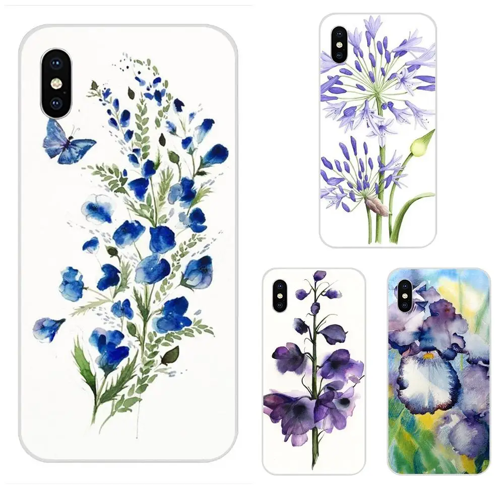 Цветочная акварельная картина фиолетовый цветок для samsung Galaxy Note 5 8 9 S3 S4 S5 S6 S7 S8 S9 S10