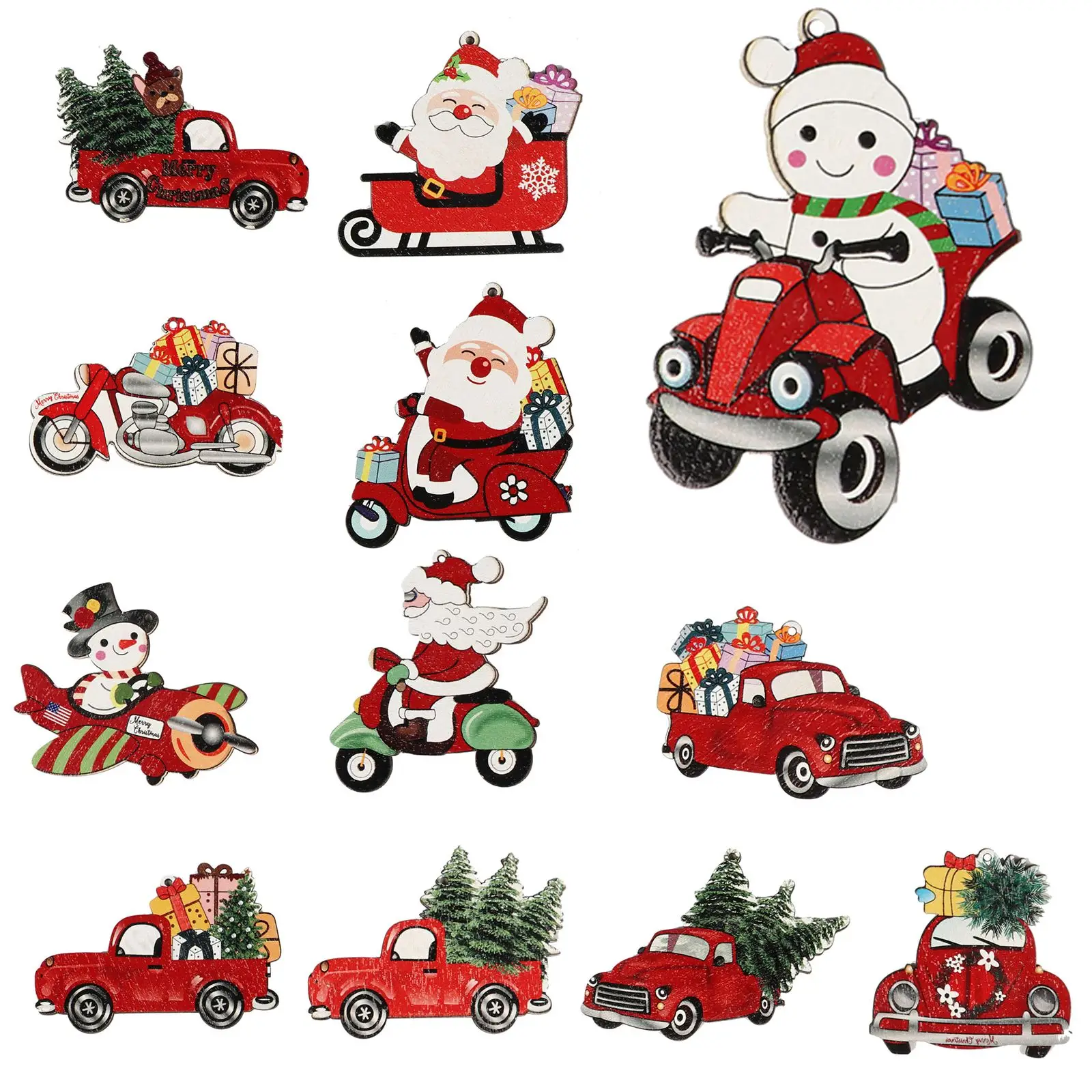 

12Pcs Christmas Tree Hangings Christmas Tree Ornaments Hanging Crafts Trucks Decoration For Christmas Tree Festival Decoration