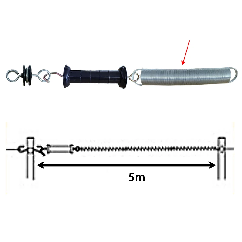 

5M Animal Husbandry Fence Electric Fence Steel Gate Handle Tension Spring