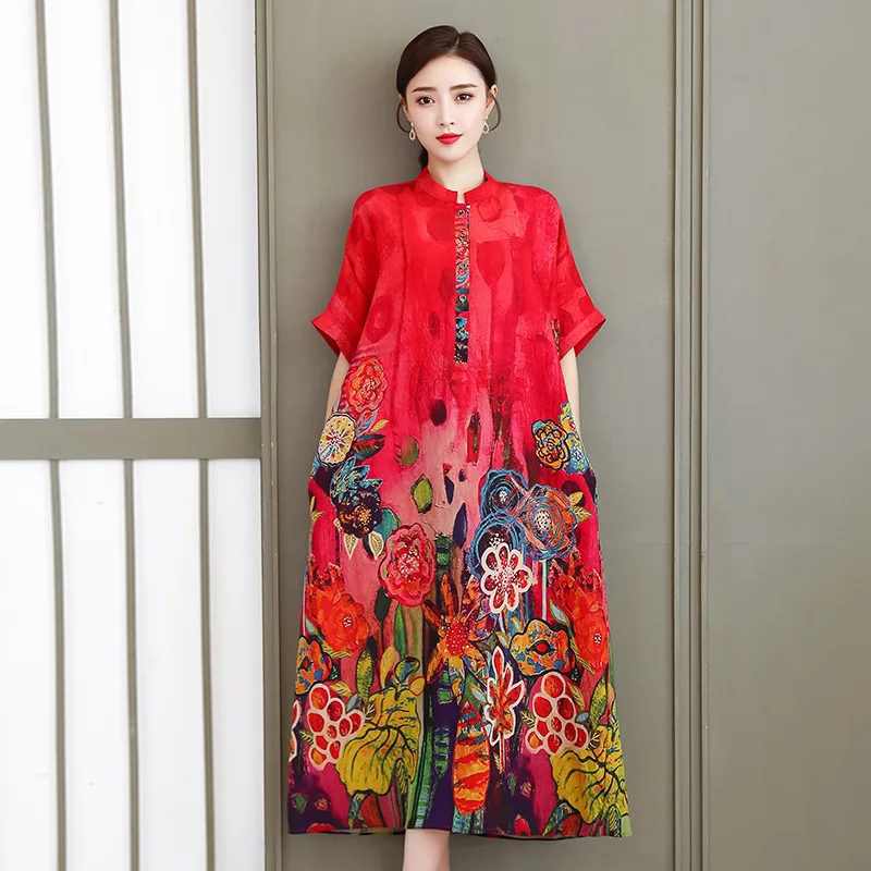 Vestido de verano de talla grande con estampado Floral, informal, holgado, para fiesta en la playa, talla grande 5XL, 2021