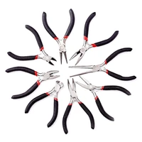 6 8pcsset carbon steel black mini needle round nose cutting wire beading jewelry pliers tool equipment kit for jewelry making