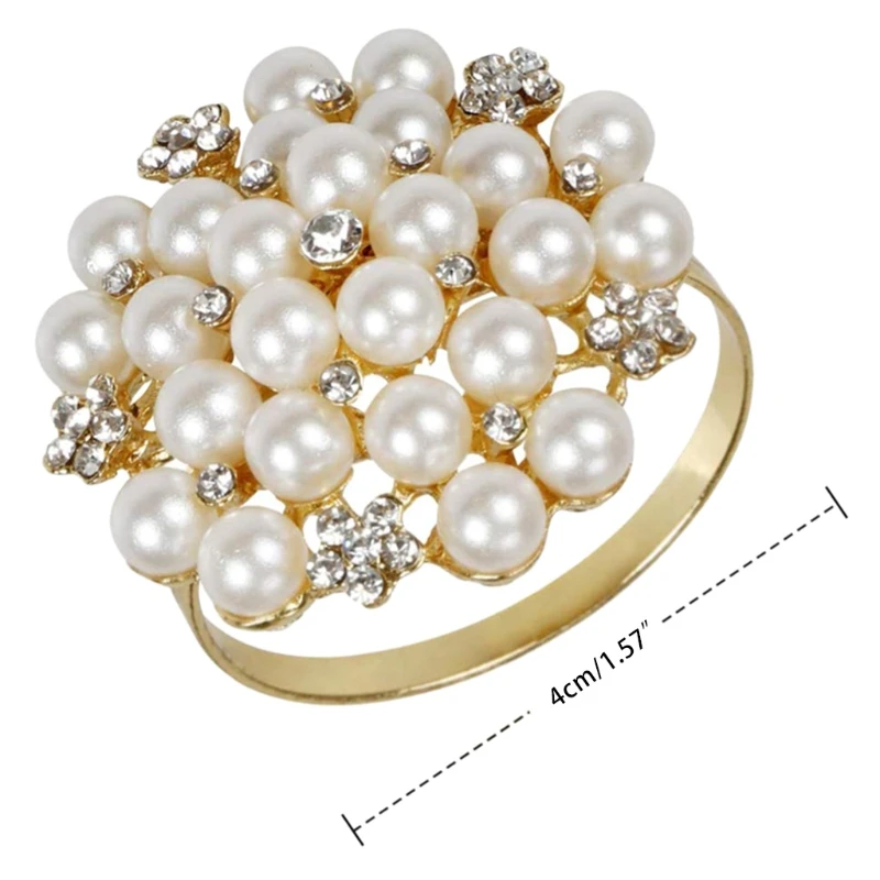 

6pcs Pearl Napkin Rings Buckle Holder Wedding Party Dinner Table Setting Decor W89B