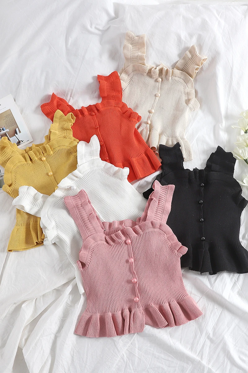 Милый женский маленький жилет с грибком на бретельках новый Короткий