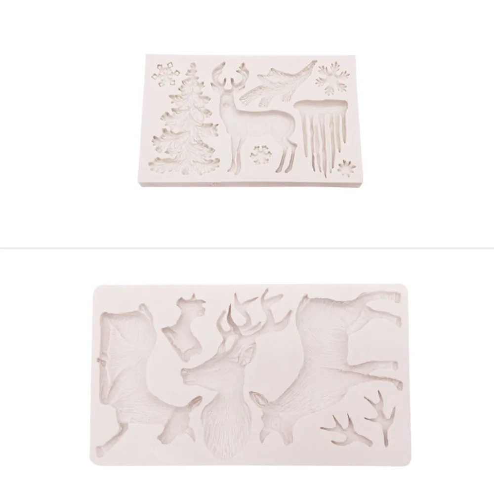 Силиконовая Рождественская елка олень снеговик снежинка сосновый конус резак