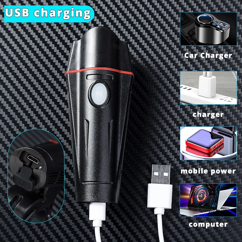 Фонасветильник велосипедный передний Аккумуляторный с зарядкой от USB 4 режима |