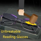 Новые Высокопрочные бифокальные очки для чтения без оправы, мужские портативные очки дальнего действия, Гибкие Компьютерные очки с увеличением, дешево + 250