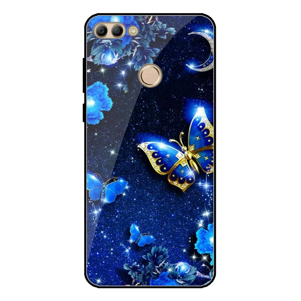 Чехол из закаленного стекла для телефона huawei Y5 Y6 Y7 Y9 Pro Prime 2018 2019 Черная задняя