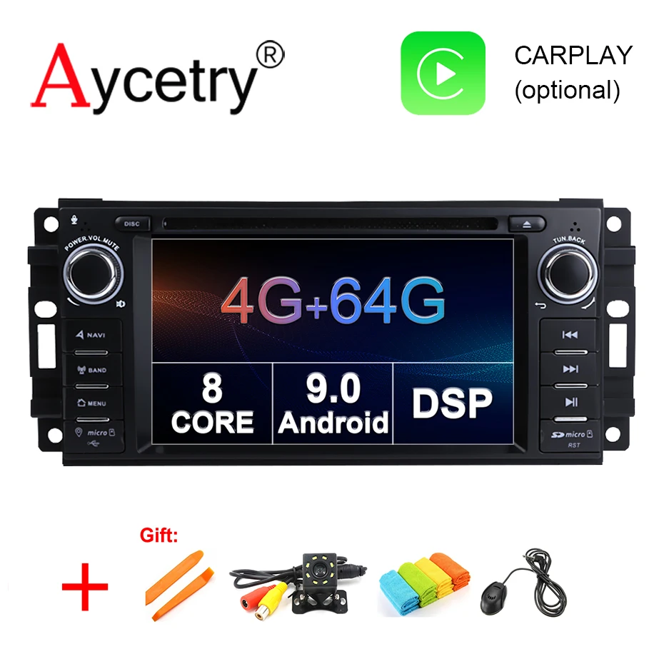 4G 64G DSP Android 9,0 Автомобильный мультимедийный dvd-плеер GSP стерео для Chrysler/300C/jeep/Compass/Dodge/Grand/Cherokee Автомагнитола OBD2