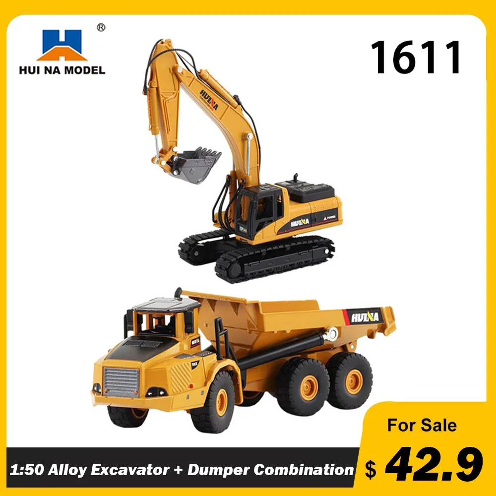 

HUINA 1611 Alloy Excavator Model Engineering Digging RC Car for Kids Boys Toys 1/50 Scale Die-cast Metal Collection