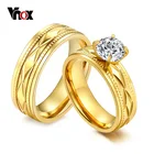 Vnox камень cz Обручальные кольца для пары золото-Цвет Кристалл Для женщинДля мужчин