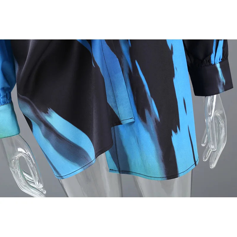 

SuperAen Summer 2021 New Short Loose Turn Down Collar Print Casual Shirt Women