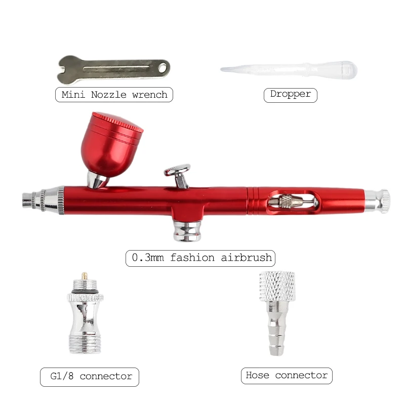 Red Airbrush 1pc Onnfang, беспроводной воздушный компрессор, портативная аэрография 0,3& 0,2& 0,5 мм, пистолет-распылитель для макияжа, модель торта, автомобильный распылитель для наполнения водой - Цвет: Red Airbrush 1pc