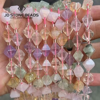wholesale 8 10 12mm faceted natural rock quartz diamond faceted bead loose stone jewelry diy