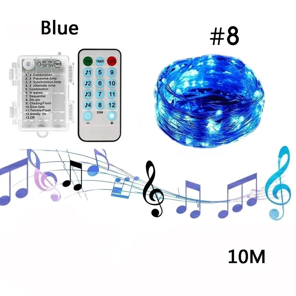 10M blue 12 режимов музыкальный светодиодный светильник полоса дистанционного управления Датчик Фея лампа струна творческий дом вечерние праздничный Декор Светильник s полоски - Испускаемый цвет: 10M blue