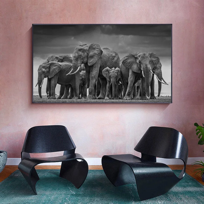 Бег серый слон животное холст плакат печать картина искусство стены Современная