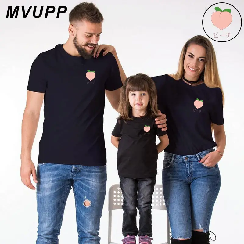 Семейная футболка с персиковым принтом Мама и я подходящая одежда для мамы дочки
