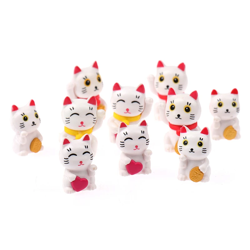 

5pcs Cute Cat Cartoon Animal Garden Figures Fairy Garden Miniatures Cut Cat Toys Miniature Accessories Home Decoration