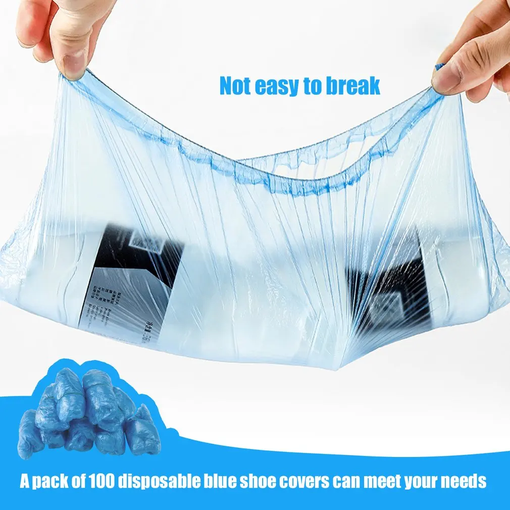 

100Pcs Disposable Plastic Shoe Covers Rooms Outdoors Waterproof Rain Boot Carpet Clean Overshoes Shoe Care Kits
