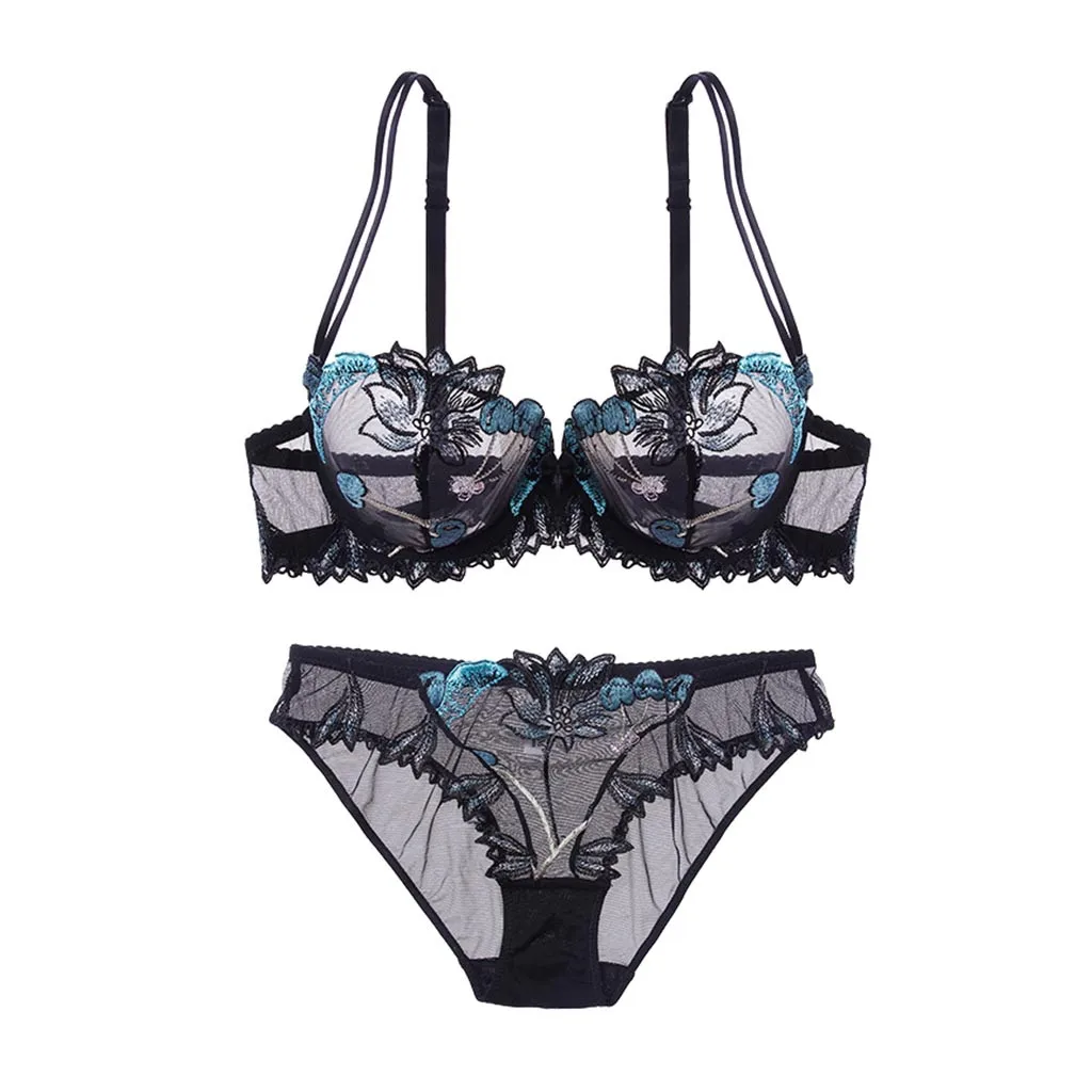 Сексуальный женский комплект нижнего белья прозрачный кружевной с