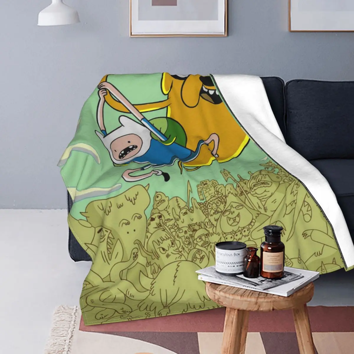 

Adventure Time With Finn And Jake Blanket Velvet American Animation Multi-function Soft Throw Blanket for Home Car Rug Piece