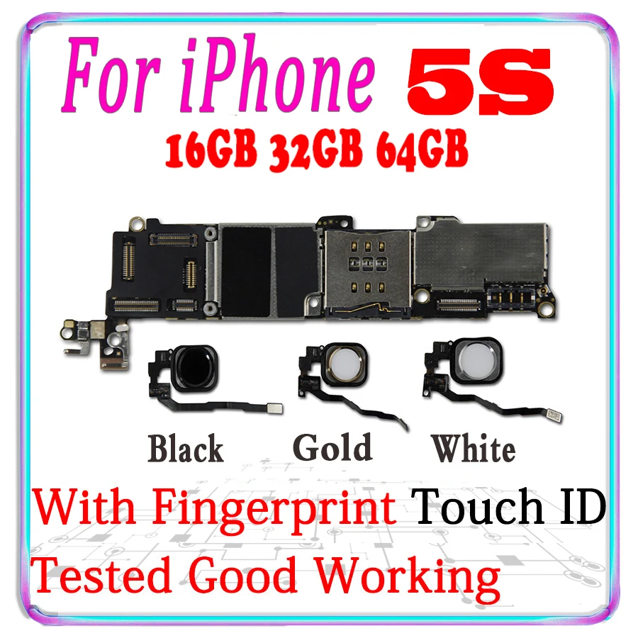 100% оригинальная материнская плата для iphone в 5S с сенсорным ID разблокирован 5 S