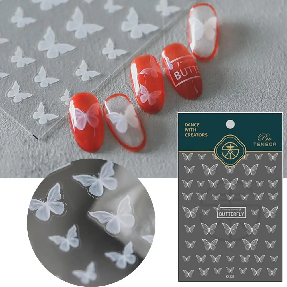 

Manicure Decal Universal Compact Easy to Use White Butterfly Nail Art Transfer Sticker for Women