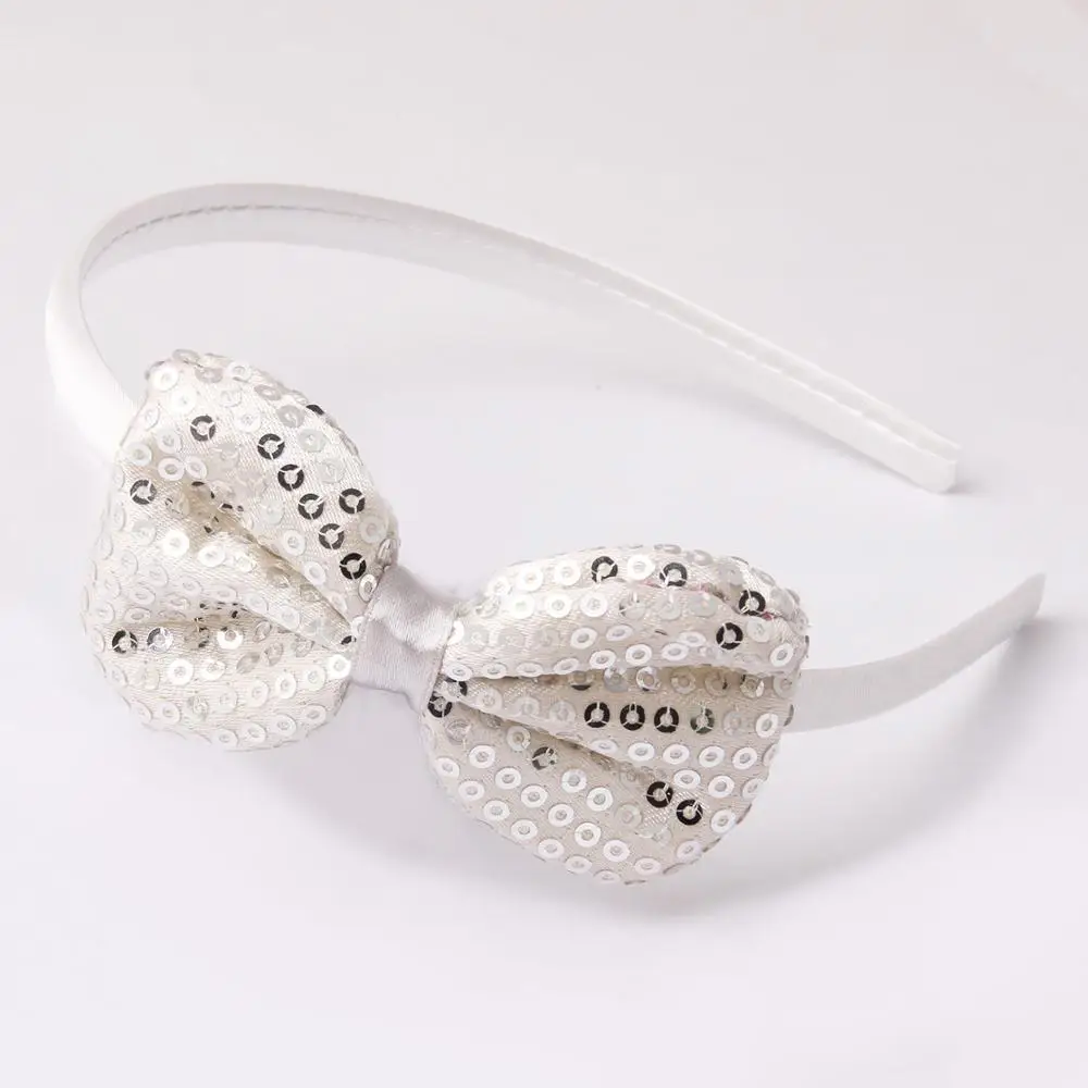 Light gray headband Meimile резинки для волос для девочек, банты, Детские аксессуары для волос для принцессы, повязка на голову с блестками для девочек, подарки на день рождения - Цвет: Light gray headband