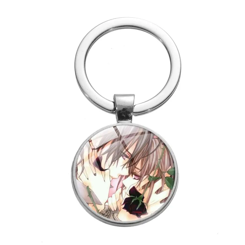 SONGDA Classic Anime Vampire Knight Keychain Clan Kaname Art Picture Glass Dome Key Ring Car Keychains Handbag Pendant for Girls | Украшения