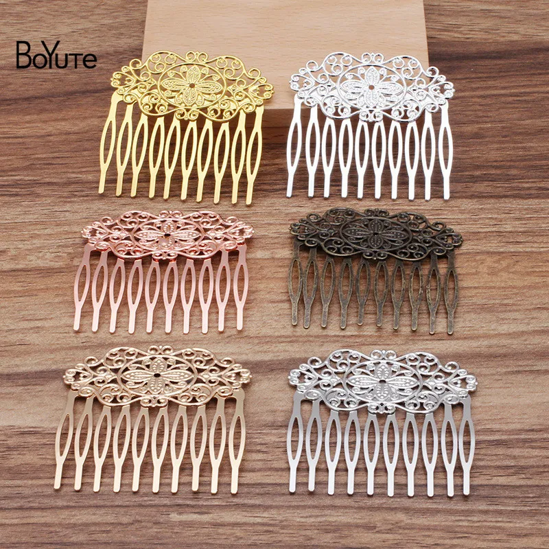 

BoYuTe (10 Pieces/Lot) 55*60MM 10 Teeth Filigree Flower Hair Comb Materials Handmade Diy Hair Jewelry Accessories