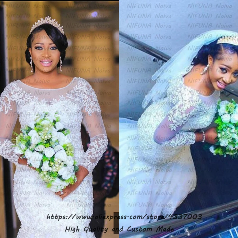 Сексуальное свадебное платье русалки с длинным рукавом 2021 арабское невесты