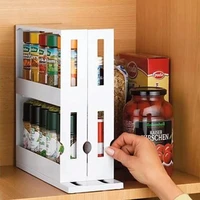 home kitchen spice organizer rack multi function rotating storage shelf slide kitchen cabinet cupboard organizer storage rack