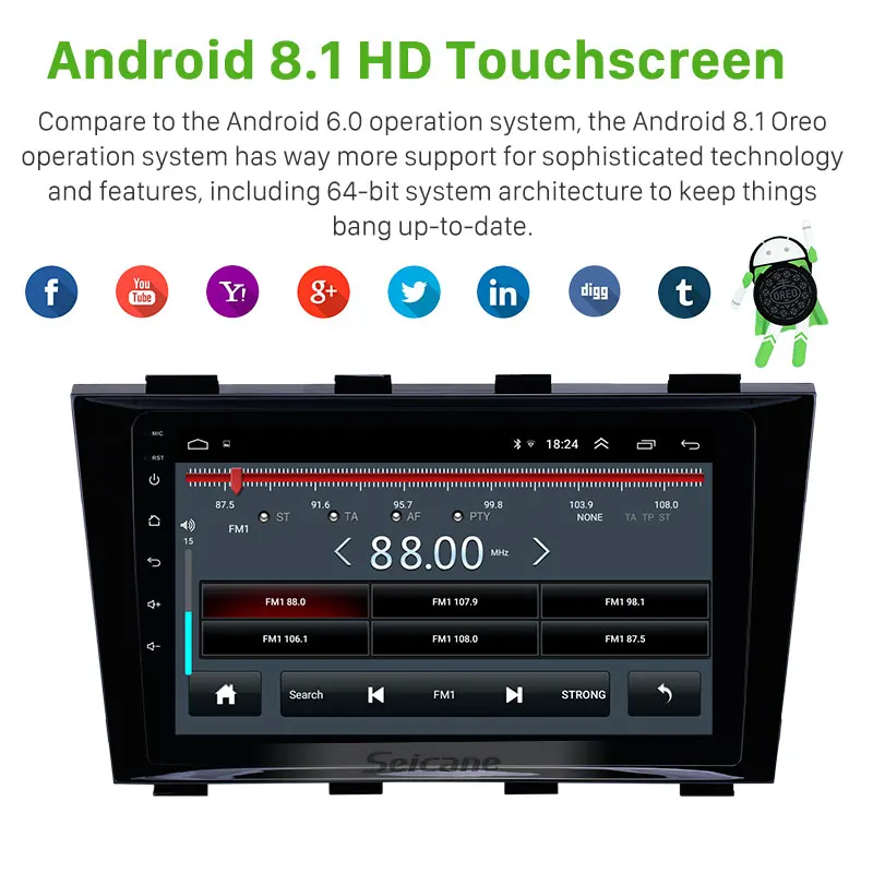 Seicane Автомобильный HD радио Android8.1 Navi 2Din головное устройство для Geely Emgrand EC8 2009 2010 2011