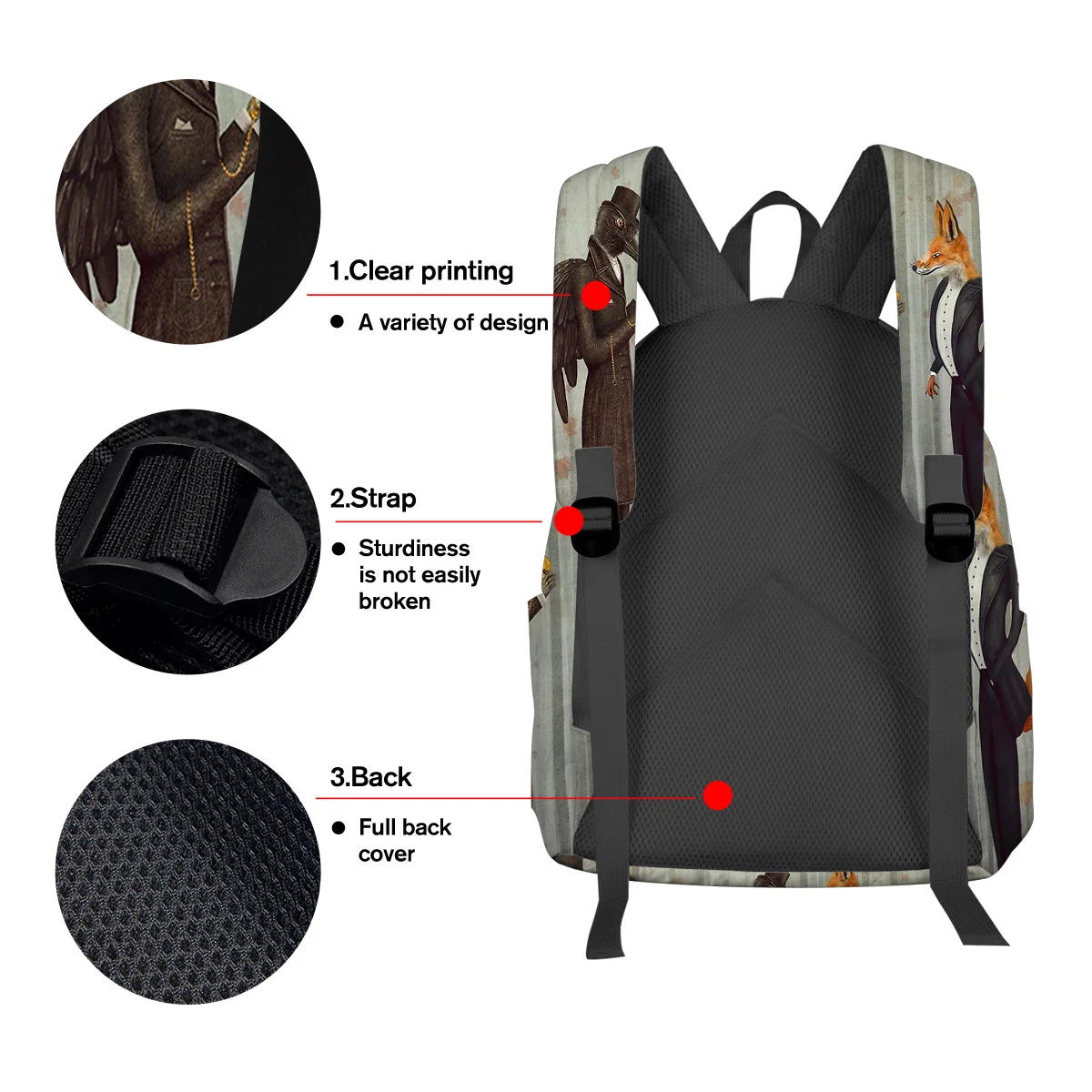 Ворона лиса сказка рюкзак для женщин Мульти Карман Путешествия Рюкзаки большой