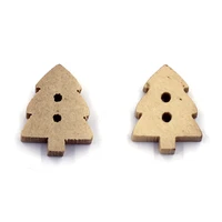 natural color christmas pine tree wood sewing buttons 11x15mm 2 holes flatback childrens clothing ornaments crafts accessories