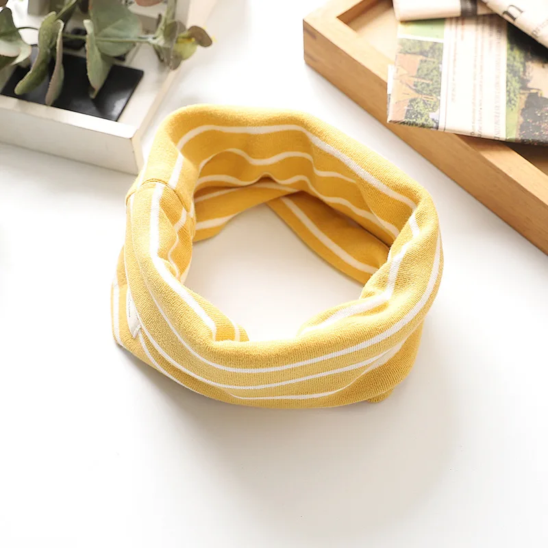 Зимний шарф-снуд для детей теплый хлопковый двухслойный шейный шарф в полоску