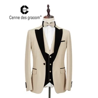 cenne des graoom new men suit costume 3 pieces velvetl slim fit shawl lapel wedding party groom tuxedo coat for christmas