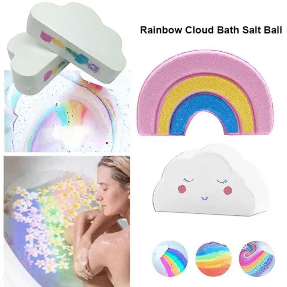 

2 Natural Skin Care Cloud Rainbow Bath Salt Exfoliating Moisturizing Bubble Bath Salt Ball Essentials