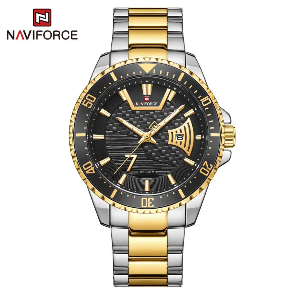 Часы наручные NAVIFORCE Мужские кварцевые простые Роскошные модные повседневные