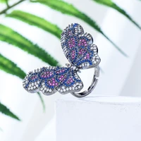 siscathy 2022 new luxury rings for women flash butterfly full micro cubic zircon finger band ring party anniversary jewelry gift