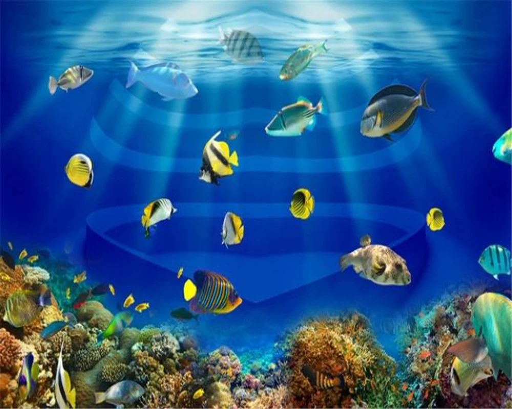 Домашний Декор 3d обои морской мир в форме сердца аквариум для тропических рыбок 3D