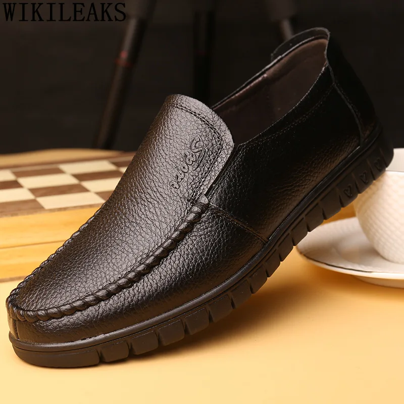 

Black Leather Casual Shoes Man Brown Mens Loafers Shoes Luxury Designer Slip on Shoes for Men 2022 Chaussures Hommes En Cuir