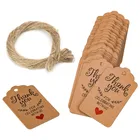 Бирки ручной работы из крафтовой бумаги, 100 шт., бирки для упаковки, ярлыки для подарочной коробки спасибо, для самостоятельного изготовления подарка на свадьбу или бирки на конфеты