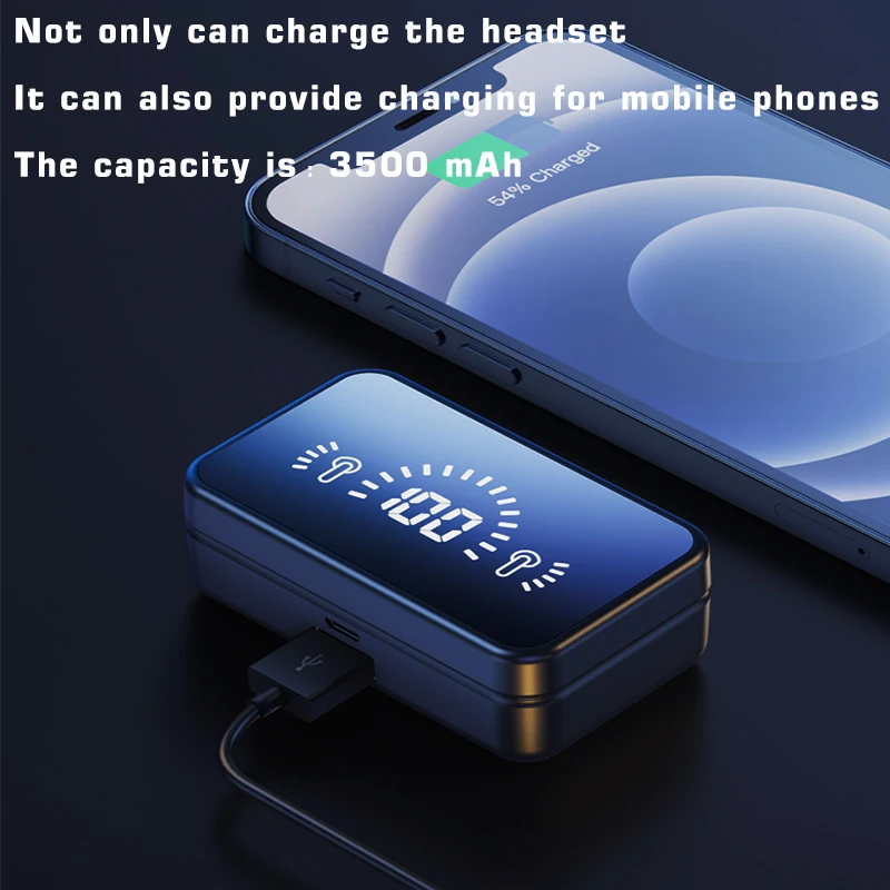 TWS Bluetooth V5.1 беспроводные наушники 3500 мА/ч зарядный чехол HiFi панорамный 9D объемный