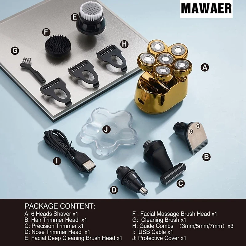 

Electric Razor for Men 6 in 1 Shavers for Men Bald Head Shaver Grooming Kit Multifunctional LED Display Waterproof