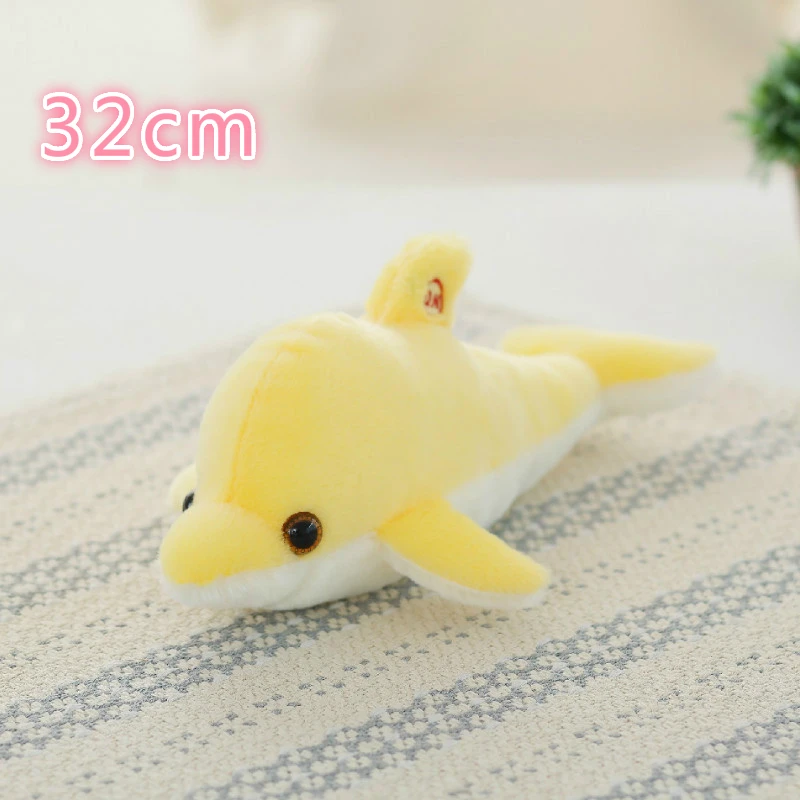 32cm Yellow Dolphins 34 см креативная игрушка светящаяся Подушка Мягкая Плюшевая светящаяся красочная подушка со звездами светодиодный светильник игрушки подарок для детей для девочек - Цвет: 32cm Yellow Dolphins
