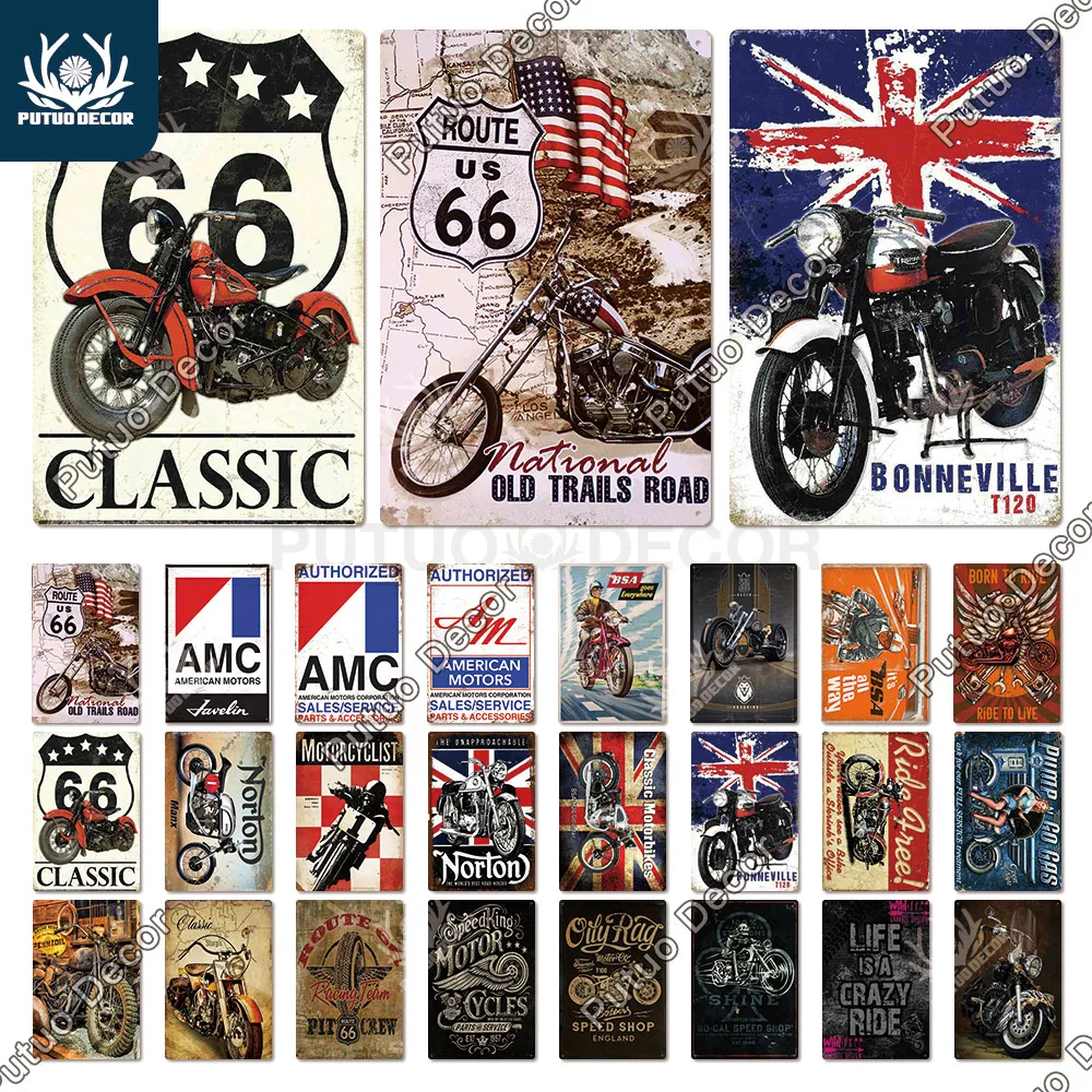 Декоративные металлические знаки Putuo для мотоцикла винтажный жестяной Настенный