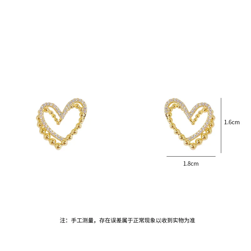 

Korean Trendy Simple Creative Heart Stud Earrings For Women Luxury Temperament Wedding Fashion Jewelry Earrings Gifts Acessories