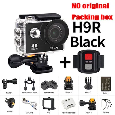 H9R Black Оригинальная Экшн-камера eken H9 H9R Ultra FHD 4K 25fps 1080P 60fps WiFi 2," 170D mini go подводный водонепроницаемый шлем Спортивная камера - Цвет: H9R Black